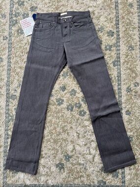The Unbranded Brand Gray Straight-Leg Raw Cotton Selvedge Jeans 30